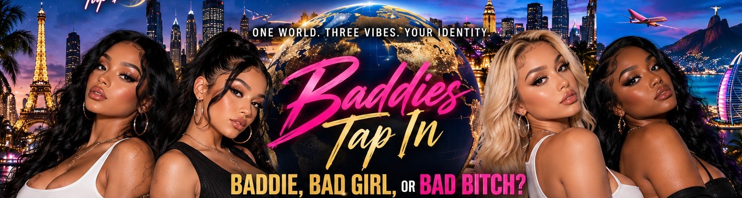 Worldwide Baddies Tap In fashion campaign featuring stylish women of diverse backgrounds and a global skyline